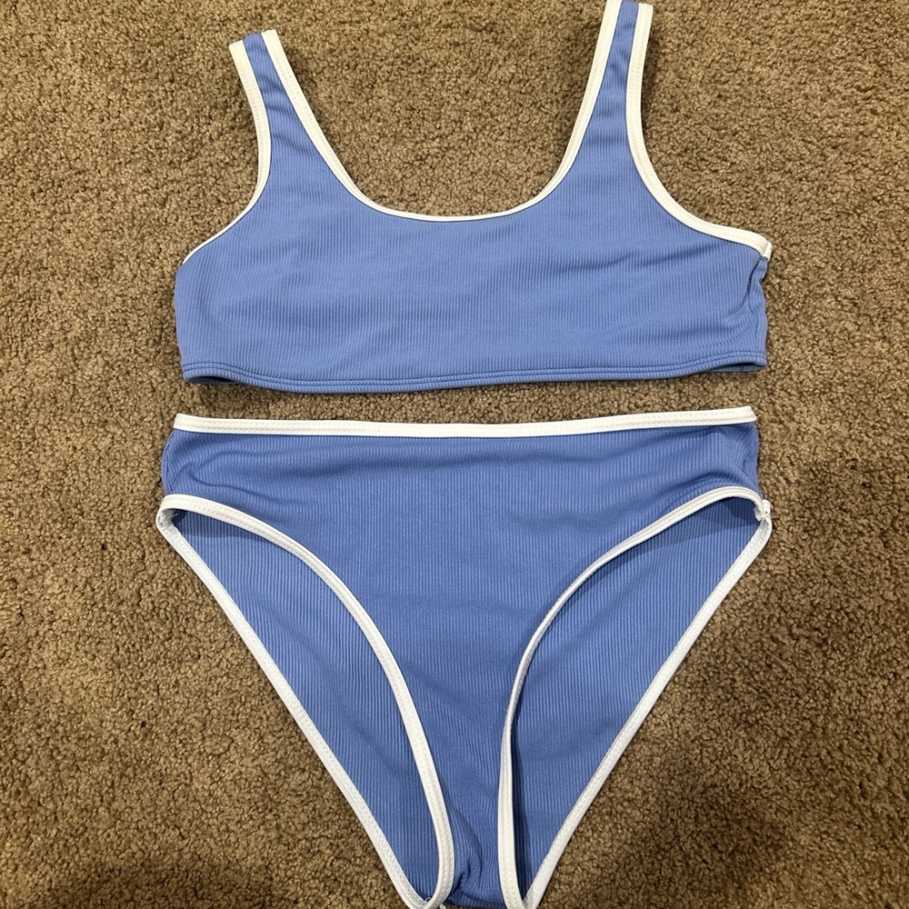 SHEIN Blue and White Bikini Set
